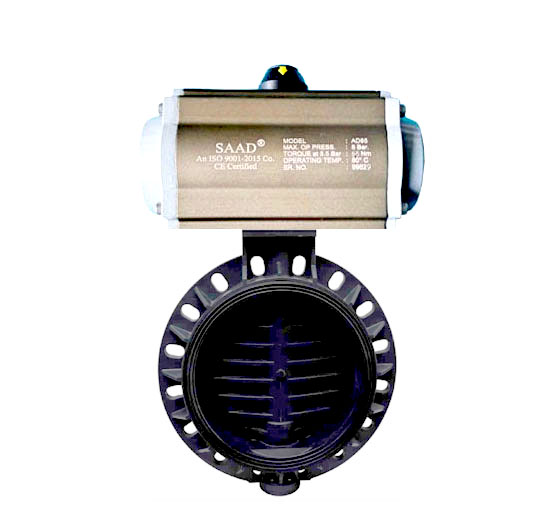Pneumatic Actuator Operated UPVC Butterfly Valve Wafer End